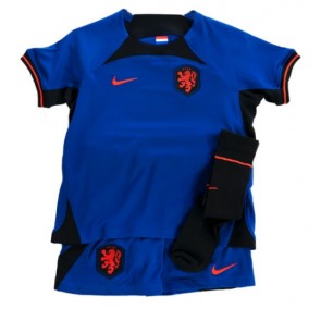 Nederländerna kläder Barn VM 2022 Bortatröja Kortärmad (+ korta byxor)
